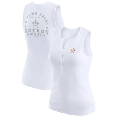 Wear By Erin Andrews White Houston Astros Rib-knit Henley Tank Top