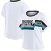 Wear By Erin Andrews White Jacksonville Jaguars Cropped Center Stripe Dolman T-shirt In White