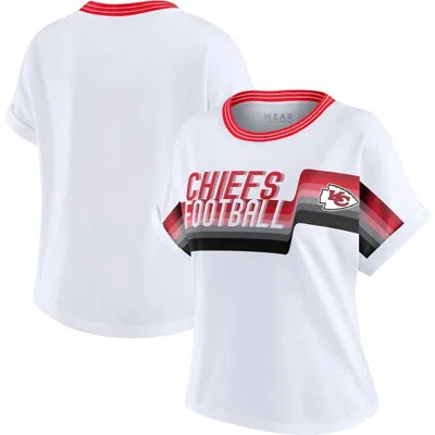 Wear By Erin Andrews White Kansas City Chiefs Cropped Center Stripe Dolman T-shirt