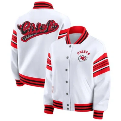 Wear By Erin Andrews White Kansas City Chiefs Plus Size Full-snap Fleece Sweatshirt Jacket