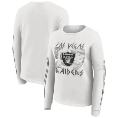 Wear By Erin Andrews White Las Vegas Raiders Graphic Waffle Long-sleeve T-shirt