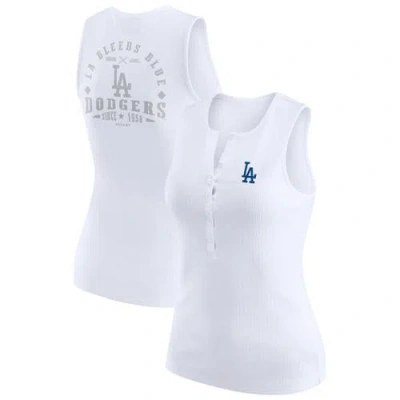 Wear By Erin Andrews White Los Angeles Dodgers Rib-knit Henley Tank Top