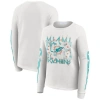 Wear By Erin Andrews Women's White Miami Dolphins Graphic Waffle Long-sleeve T-shirt In White