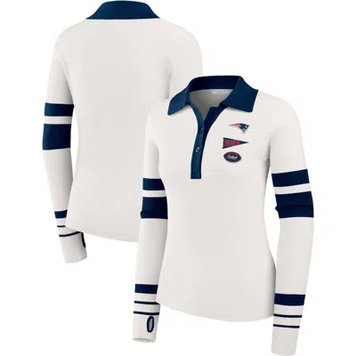 Wear By Erin Andrews White New England Patriots Ribbed Henley Polo Sweater