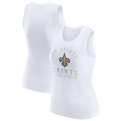 Wear By Erin Andrews White New Orleans Saints Ribbed Graphic Tank Top