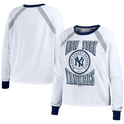 Wear By Erin Andrews White New York Yankees Raglan Long Sleeve T-shirt