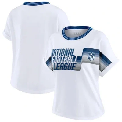 Wear By Erin Andrews White Nfl Cropped Center Stripe Dolman T-shirt