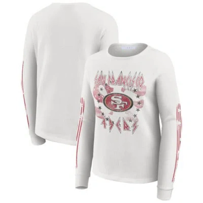 Wear By Erin Andrews White San Francisco 49ers Graphic Waffle Long-sleeve T-shirt