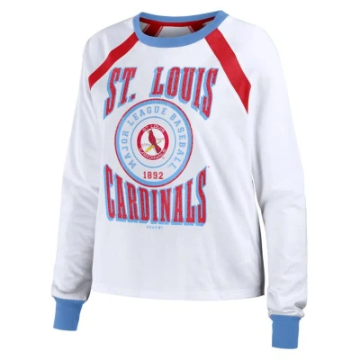 Wear By Erin Andrews White St. Louis Cardinals Raglan Long Sleeve T-shirt