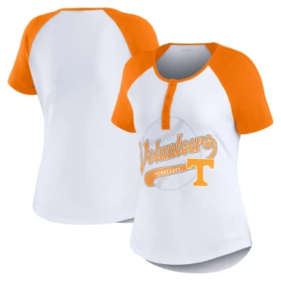 Wear By Erin Andrews White Tennessee Volunteers Baseball Logo Raglan Henley T-shirt