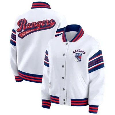 Wear By Erin Andrews White/blue New York Rangers Full-snap Fleece Sweatshirt Jacket