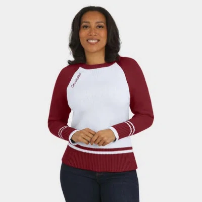 Wear By Erin Andrews White/burgundy Washington Commanders Colorblock Raglan Sweater