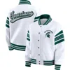 Wear By Erin Andrews White/green Michigan State Spartans Satin Stitch Full-snap Fleece Sweatshirt Ja In White