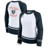Wear By Erin Andrews Women's White/navy Chicago Bears Color Block Raglan Sweater In White