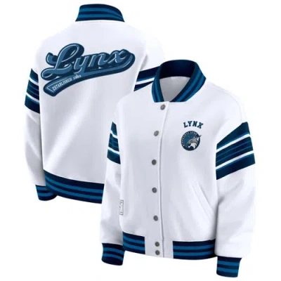 Wear By Erin Andrews White/navy Minnesota Lynx Full-snap Fleece Sweatshirt Jacket