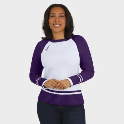 Wear By Erin Andrews White/purple Baltimore Ravens Colorblock Raglan Sweater In Multi