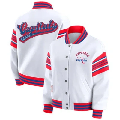 Wear By Erin Andrews White/red Washington Capitals Full-snap Fleece Sweatshirt Jacket