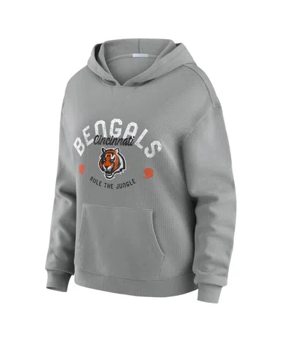 Wear By Erin Andrews Women's 2-piece Gray Cincinnati Bengals Waffle-knit Long-sleeve Hoodie And Lounge Pant Set