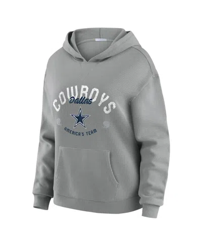 Wear By Erin Andrews Women's 2-piece Gray Dallas Cowboys Waffle-knit Long Sleeve Hooded Shirt And Pants Lounge Set