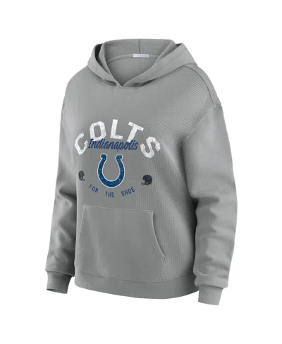 Wear By Erin Andrews Women's 2-piece Gray Indianapolis Colts Waffle-knit Long-sleeve Hoodie And Lounge Pant Set
