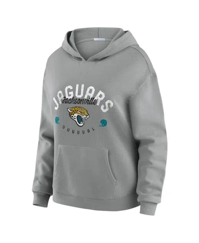 Wear By Erin Andrews Women's 2-piece Gray Jacksonville Jaguars Waffle-knit Long-sleeve Hoodie And Lounge Pant Set