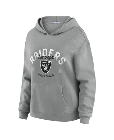 Wear By Erin Andrews Women's 2-piece Gray Las Vegas Raiders Waffle-knit Long-sleeve Hoodie And Lounge Pant Set