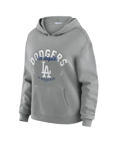 Wear By Erin Andrews Women's 2-piece Gray Los Angeles Dodgers Waffle-knit Long-sleeve Hoodie And Lounge Pant Set