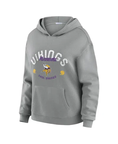 Wear By Erin Andrews Women's 2-piece Gray Minnesota Vikings Waffle-knit Long-sleeve Hoodie And Lounge Pant Set