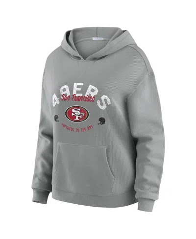 Wear By Erin Andrews Women's 2-piece Gray San Francisco 49ers Waffle-knit Long-sleeve Hoodie And Lounge Pant Set