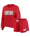 Wear By Erin Andrews Women's 2-piece Red Atlanta Falcons Heavy Rugby Jersey Long Sleeve T-shirt And Shorts Lounge Set In Red