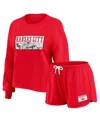 Wear By Erin Andrews Women's 2-piece Red Kansas City Chiefs Heavy Rugby Jersey Long Sleeve T-shirt And Shorts Lounge Set In Red