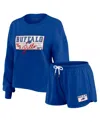 Wear By Erin Andrews Women's 2-piece Royal Buffalo Bills Heavy Rugby Jersey Long Sleeve T-shirt And Shorts Lounge Set In Blue