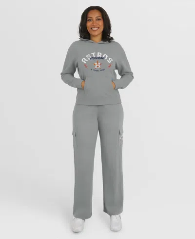 Wear By Erin Andrews Women's 2-piece Gray Houston Astros Waffle-knit Long-sleeve Hoodie & Lounge Pant Set