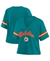 Wear By Erin Andrews Women's Aqua Miami Dolphins Plus Size Color Block Boxy V-neck T-shirt In Aqua