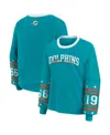 Wear By Erin Andrews Women's Aqua Miami Dolphins Sport Long-sleeve T-shirt In Blue