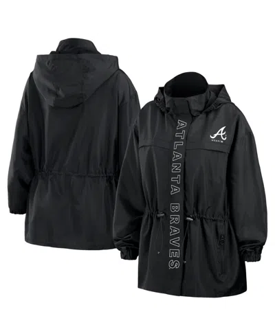 Wear By Erin Andrews Women's Black Atlanta Braves Full-zip Windbreaker Hoodie Jacket