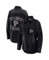 Wear By Erin Andrews Women's Black Atlanta Falcons Washed Oversized Denim Full-snap Shacket In Black