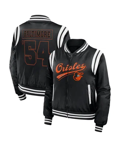 Wear By Erin Andrews Women's Black Baltimore Orioles Football Bomber Jacket