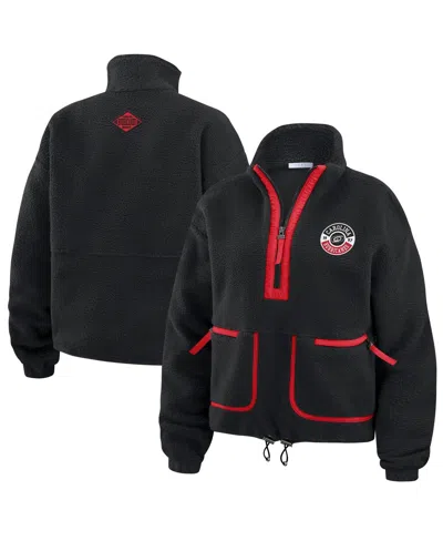 WEAR BY ERIN ANDREWS WOMEN'S BLACK CAROLINA HURRICANES POLAR FLEECE HALF-ZIP JACKET