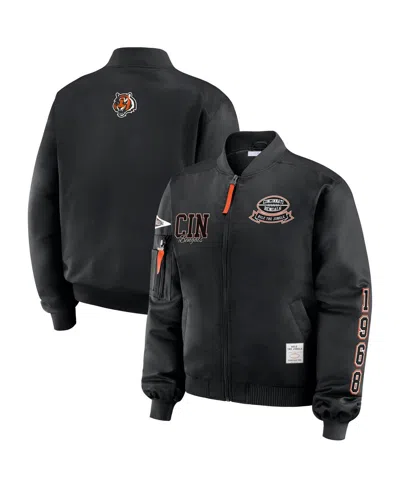 Wear By Erin Andrews Women's Black Cincinnati Bengals Patch Full-zip Bomber Jacket