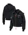 Wear By Erin Andrews Women's Black Cincinnati Bengals Patch Pocket Cropped Full-zip Bomber Jacket In Black