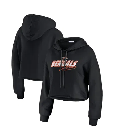 Wear By Erin Andrews Women's Black Cincinnati Bengals Prime Cropped Pullover Hoodie