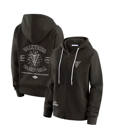 Wear By Erin Andrews Women's Black Golden State Valkyries Vintage Full-zip Raglan Hoodie