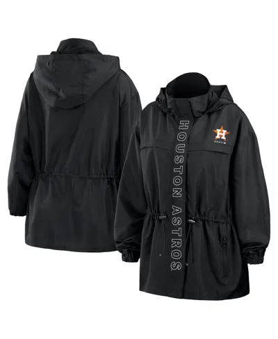 Wear By Erin Andrews Women's Black Houston Astros Full-zip Windbreaker Hoodie Jacket