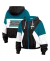 Wear By Erin Andrews Women's Black Jacksonville Jaguars Color Block Full-zip Windbreaker Jacket In Black,teal