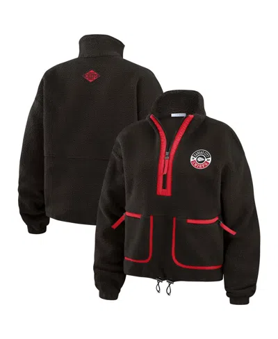 WEAR BY ERIN ANDREWS WOMEN'S BLACK KANSAS CITY CHIEFS POLAR FLEECE HALF-ZIP JACKET