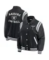 Wear By Erin Andrews Women's Black Las Vegas Raiders Varsity Lightweight Full-snap Jacket In Black
