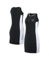 Wear By Erin Andrews Women's Black Los Angeles Dodgers Color Block Quarter-zip Sleeveless Dress In Black,white