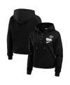 Wear By Erin Andrews Women's Black Los Angeles Kings Waffle Knit Pullover Hoodie In Black
