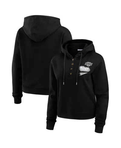 Wear By Erin Andrews Women's Black Los Angeles Kings Waffle Knit Pullover Hoodie